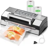 Precision Vacuum Sealer – LIWUNON Stainless Steel Food Vacuum Sealer Machine, Double Heat Seal, All-in-One Versatile for All Foods, Large Bag Storage, Built-in Cutter, Easy-Lock Handle