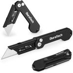 DURATECH 2-Pack Folding Utility Knife, Mini Box Cutter with Safety Axis Lock, Belt Clip, Quick-change Blade Mechanism, Full Stainless Steel Body and SK5 Sharp Blade, EDC Pocket Knife Gifts for Men