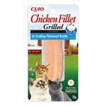 Ciao Grilled Chicken Fillet in Scallop Flavoured Broth by Inaba - 1 Pack (25g) / Cat Treat, Delicious & Healthy Snack, Food Topper, Pill Assist, Training Treat, Natural, Grain Free