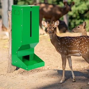 Metal Hanging Deer Feeder, Deer Gravity Feeders with Latch and Water Filter Holds up to Over 60lb Automatic Feeder Dispensers for Deers