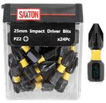 Saxton 24x PZ2-25mm Impact Duty Pozi-Drive Screwdriver Drill Driver Bits Sets Tic Tac Box Compatible with Dewalt Milwaukee Bosch