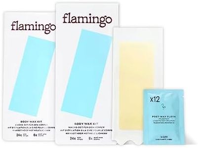 Flamingo Body Wax Kit - Women's Waxing Kit with 48 Strips and 12 Post-Wax Cloths