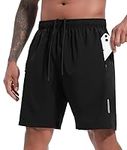 SIMIYA Gym Basketball Shorts for Men Running Athletic Short Quick Dry Sports Hiking Workout Pants Lightweight with Pockets Black