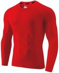 USKOY Men's Rash Guard Swim Shirts UPF 50+ Baselayer Long Sleeve Skins Compression Performance Fit Top Red Large