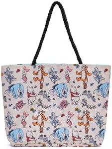 Disney Tote Winnie the Pooh Eeyore Piglet Tigger Beach Print Travel Bag, Multicolor, One Size
