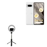 BoxWave Stand and Mount Compatible with Google Pixel 7 Pro - RingLight SelfiePod, Selfie Stick Extendable Arm with Ring Light - Jet Black