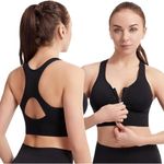 GLAMORAS Nylon Elastane Women Padded Wirefree Front Zip Closure Sports Bra Medium Impact Yoga Bras Racerback Workout Gym Bra, Size- S-3XL