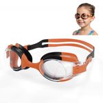 Lifelong Silicone Swimming Goggles For Kids, Boys With Adjustable Strap For Swimming, UV Protection & Anti-Fog Goggles For Girls Air Tight Swim Goggles For Kids, (Orange)