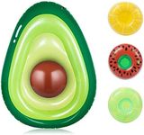 Giant Inflatable Avocado Pool Float, Raft Outdoor Swimming Pool Inflatable Float .Fun Pool Floaties, Swim Party Toy, Summer Pool Raft with (3 Drink Holders)