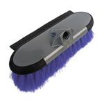 TERAVAN 10" 2 in 1 Water Flow Through Scrub Brush, Car Wash Brush with Built-in Squeegee- Soft Bristle Cleaning Brush for Cars, RVs, Boats, Solar Panels, Patio, Siding, Decks and Windows