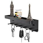 joeji's Kitchen Key Holder for Wall with Mail Shelf & 6 Key Hook Space Saving Wall Key Holder Shelf for Organising Valuables - 2-Way Installation Key Hooks Wall Mounted Screws & Sticky Pad Included