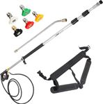 VEVOR Pressure Washer Wand Telescoping 18ft 4000psi Telescopic Pressure Washer Wand with Strap Belt 3/8" Quick Connector Extension Pole for Power Washer Spray Lance 5 Nozzles Driveway Building Car