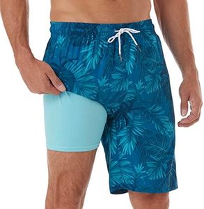 BRISIRA Mens Swim Trunks 9 Inch Bathing Suit Compression Boxer Brief Liner Board Shorts Anti-Chafe Quick Dry Cargo Pocket