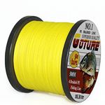 Goture Super Strength Braided Fishing Line - Abrasion Resistant - No Stretch & Low Memory - Thin Diameter - Braided Line, Yellow, 4Strand-547Yds-31LB-0.25mm