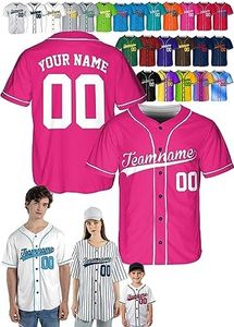 Custom Baseball Jersey - Personalized Baseball Shirt Sport Uniform for Men Women Adult Boy - Customized Make Your Own Jerseys Pink/White