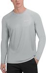 PRETCHIC Men's UPF 50+ UV Sun Protection Performance Long Sleeve Outdoor T Shirt, Grey, Large