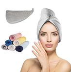 Adon 100% Cotton Turbie Hair Drying Towel Wrap for Women & Men Large Hair Towel for Curly Long Thick Hair, Water Absorbent Quick Dry Anti Frizz Hair Turban Towel (Grey)