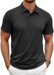 COOFANDY Men's Black Golf Polo Shirts Short Sleeve Quick-Dry Performance Tactical Shirts Collared Tennis T-Shirt Top