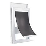 Amazon Basics Adjustable Plastic Dog and Cat Door, Large,20.00’’ x 13.31’’ x 4.45’’, White and Grey