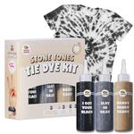 Black Fabric Clothes Tie Dye Including Tan & Charcoal Grey Dye Kit (Tye Dye Kit). 3 Pack Tie Dye Kit with 6 Refills, Soda Ash Included. Black Fabric Dye, Create a Trendy Monochromatic Look.