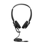 Jabra Engage 50 II Wired Stereo Headset with Noise-Cancelling 3-Mic Technology and USB-C Cable, Ultra-Lightweight - Works with All Leading Unified Communications Platforms such as Zoom & Unify - Black