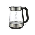 Amazon Basics Electric Kettle, Tea Kettle for Hot Water, Coffee & Tea, With Auto Shut-Off, Boil Dry Protection, Strix Thermostat, BPA-Free, 1.8 Quarts (1.7L), 1500W, Glass and Steel, Black & Silver