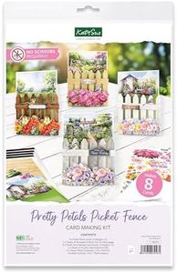 Katy Sue Pretty Petals Picket Fence Card Making Kit. Contains 8 Shaped Cards, 2 Sheets of Die Cut Decoupage, Foam Pads, 8 Envelopes & Instructions. for Card Making Supplies & Card Crafting