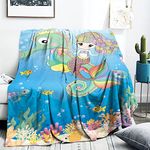 Mermaid Blanket for Baby Girls, Underwater World Blankets for Toddler Girls, Mermaid Hippocampus Princess Blanket for Girls, Soft Fleece Mermaid Blanket for Girls Baby Shower Birthday (40 x 50 Inch)