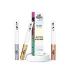 Elitty All That Glitters Waterproof Liquid Eyeliner Combo (Pack of 3) | Glitter Shades (Silver, Golden, Copper-Dark Rose Gold) | Lasts Upto 12 Hrs | 4 ML Each