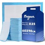 25 x Bazaar Disposable Incontinence Bed Pads 60 x 90cm | Highly-Absorbent Incontinence Bed Sheets | Waterproof Incontinence Sheets for Sofa, Mattress, Chair & for Babies, Children, Adults, & Elderly.