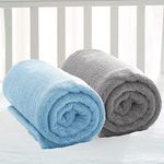 BSB HOME Premium Plush Baby Blanket Wrapper for Girls & Boys| Toddler Blankets - Newborn Blanket, Soft &ÿLightweight, Crib & Stroller| 75x100 cm - Pack of 2 Pcs - Aqua & Grey, Fur