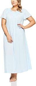 Shadowline Women's Plus-Size Petals 53 Inch Short Flutter Sleeve Long Gown, Blue, 1X