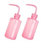 2Pcs Pink Safety Wash Bottle Tattoo Wash Bottles with Scale Labels Plastic Lab Squeeze Bottle,Safety Lab Wash Bottles with Narrow Mouth,Safety Wash Bottle Plastic Squeeze Bottles for Lab and Tattoo