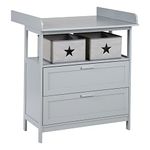 roba Wooden Changing Table Dresser with Removable Changing Top 'Hamburg' - Nursery Dresser with 2 Drawers + 2 Canvas Boxes - Changing Height: 92 cm (Grey)