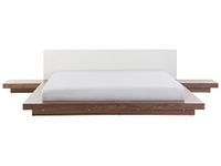 Modern EU Super King Size Platform Bed 6ft Side Tables Brown Zen