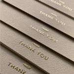 RUN2PRINT (36 Pack) Thank You Cards with Envelopes & Gift of 36 Foiled Stickers - Elegant Emboss Rose Gold Foil Pressed Blank Notes Wedding All Occasion Cards (Beige)