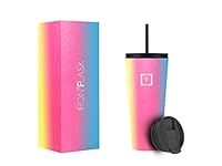 IRON °FLASK Classic Tumbler 2.0-2 Lids (Straw/Flip), Vacuum Insulated Stainless Steel Water Bottle, Double Walled, Drinking cup, Thermo Travel Mug - Rainbow, 32 Oz