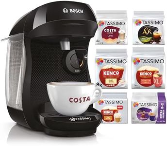 Tassimo by Bosch Happy Friendly Pod Coffee Machine with 70 Drinks Value Starter Bundle, TAS102EGBC - Black