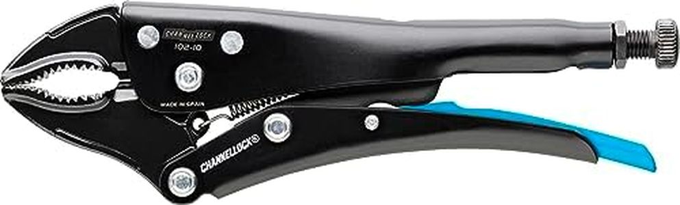 Channellock 102-10 10” Curved Jaw Locking Pliers with Wire Cutter, Epoxy Resin Coating, Forged Steel, Advanced Control for Additional Contact Points on Multiple Fastener Types and Round Stock