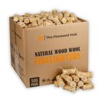 500 Wood Wool Fire Lighters - Natural Firelighters Made from Wood and Wax, Long Burn Time Up to 10 Minutes, Ideal Fire lighters for Wood Burners, BBQ, Fireplace, and Campfires