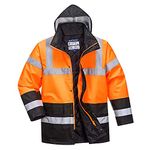 Portwest Hi-Vis Two Tone Traffic Jacket, Size: L, Colour: Orange/Black, S467OBRL