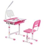 Alex Daisy Kids Plastic European Pluto Height Adjustable Study Table and Chair Set with Lamp (Pink Unicorn), 76 Cm, 67 Cm