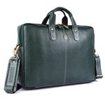 HAMMONDS FLYCATCHER Genuine Leather Office Bag for Men - 15.6 Inch Laptop Bag for Men, Professional Leather Bag for Men - Adjustable Straps and Multiple Compartments - 1 Year Warranty - Sea Green