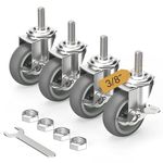 HOLKIE Caster Wheels 3 inch Locking Stem Casters, 3/8" -16 x 1-1/2" (Stem Diameter 3/8", Stem Length 1-1/2") Threaded Stem Casters Swivel Casters Set of 4 Heavy Duty Castors, Gray Caster for Furniture
