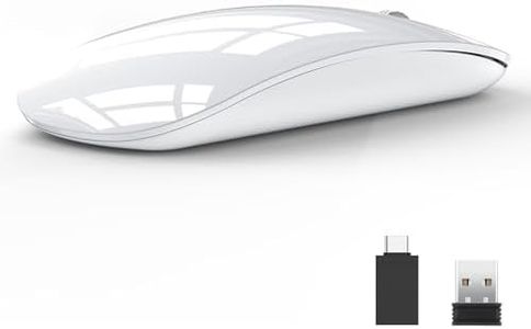 Uiosmuph U58 Mouse Wireless, Ricaricabile Silenzioso Mause Wireless Senza Filo 3 Livelli DPI (800/1200/1600) per Windows/Linux/Mac/laptop/PC (Bianca)
