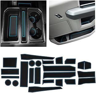 CupHolderHero fits Ford F150 Accessories 2015-2020 Premium Custom Interior Non-Slip Anti Dust Cup Holder Inserts, Center Console Liner Mats, Door Pocket Liners 26pc Set (Bucket SuperCab) (Blue Trim)