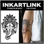 INKARTLINK Tattoo Tech, 2 Sheets Large Semi Permanent Tattoo, Adult Art Design Temporary Tattoos, Lasts 1-2 Weeks, Waterproof, Realistic Look, No Adhesive, No Reflection (Thai Elephant Deity Design)