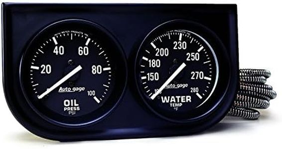 AUTO METER 2392 Autogage Black Oil/Water Gauge with Steel Console, Regular, 2.3125 in.