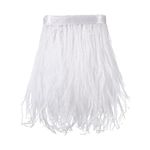 2 Yards Ostrich Feathers Fringe Trim with Satin Ribbon Tape for Dress Sewing Crafts Costumes,Halloween, Handwerk Decoration (White)