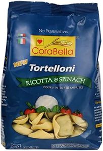 Corabella Ricotta & Spinach Fresh Pure Cheese Tortellini Pasta with Eggs, Gouda, Mozzarella Cheese, Sunflower Oil, Whey Powder - Protein Pasta & Spinach. Convenient Pack of 12 (8.8 Oz Each)